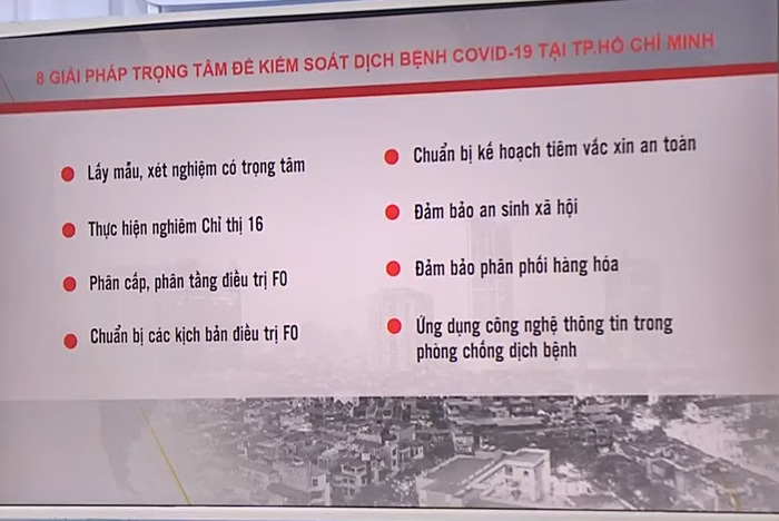 8 giải pháp trọng tâm để kiểm soát dịch bệnh COVID-19 tại TP Hồ Chí Minh