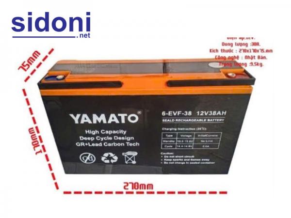 Ắc quy xe 3 bánh điện chở hàng Yamato 12V 38AH