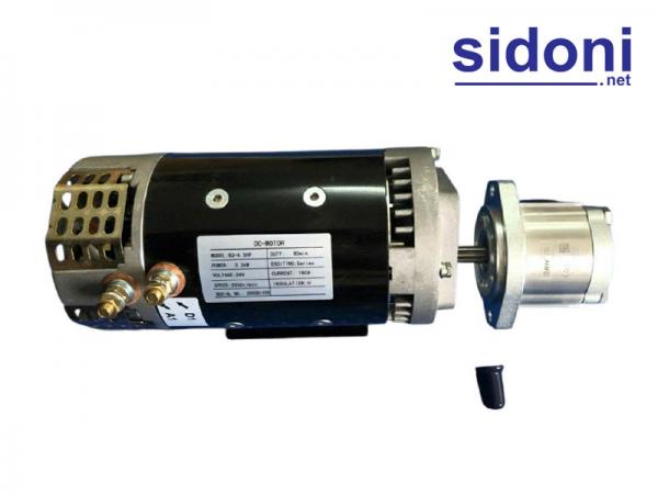 Motor điện liền bơm 24VDC xe nâng người genie, skyjack, snorkel