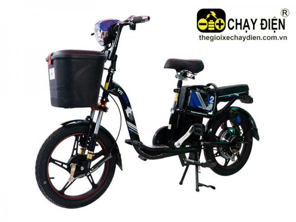 XE ĐẠP ĐIỆN VNBIKE V2 KHUNG ĐEN TEM XANH