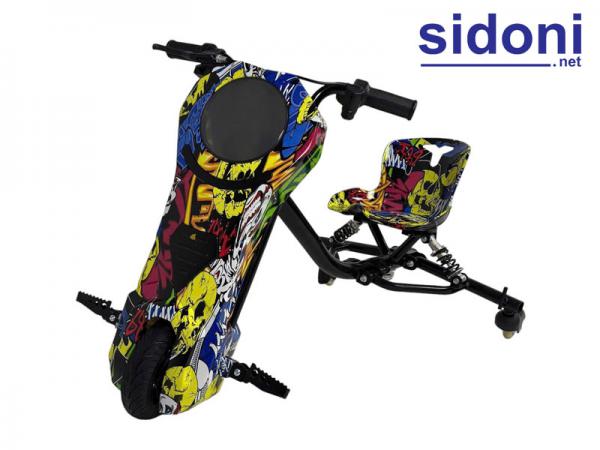 Xe điện 3 bánh Drift khung tròn giảm sóc 36V 4.4AH vàng xanh đỏ