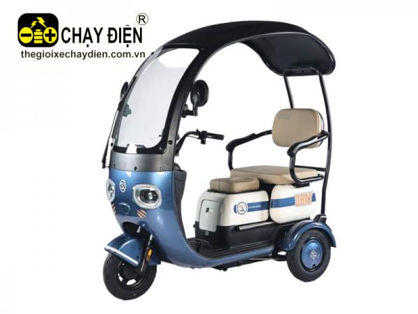 XE ĐIỆN 3 BÁNH YABO YÊN LIỀN, TỰA LƯNG, MÁI CHE TÍM THAN