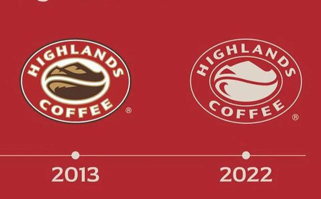 Logo của thương hiệu Highlands Coffee đã thay đổi thành màu đỏ