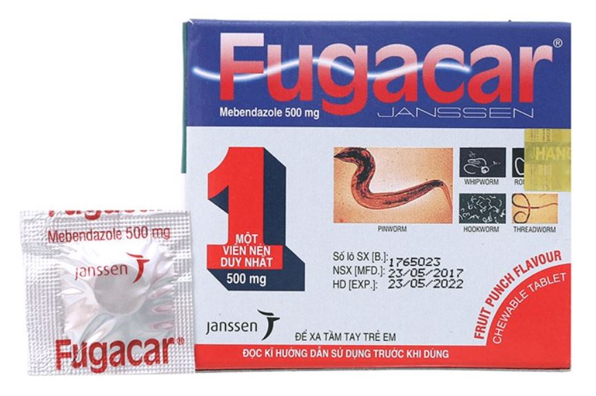 Thuốc tẩy giun Fugacar có giá bán rất rẻ và có mặt tại mọi nhà thuốc trên toàn quốc