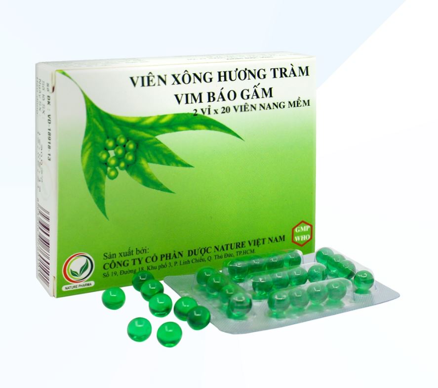 Viên xông Hương tràm vim báo gấm được bán tại hầu hết các nhà thuốc ở Việt Nam