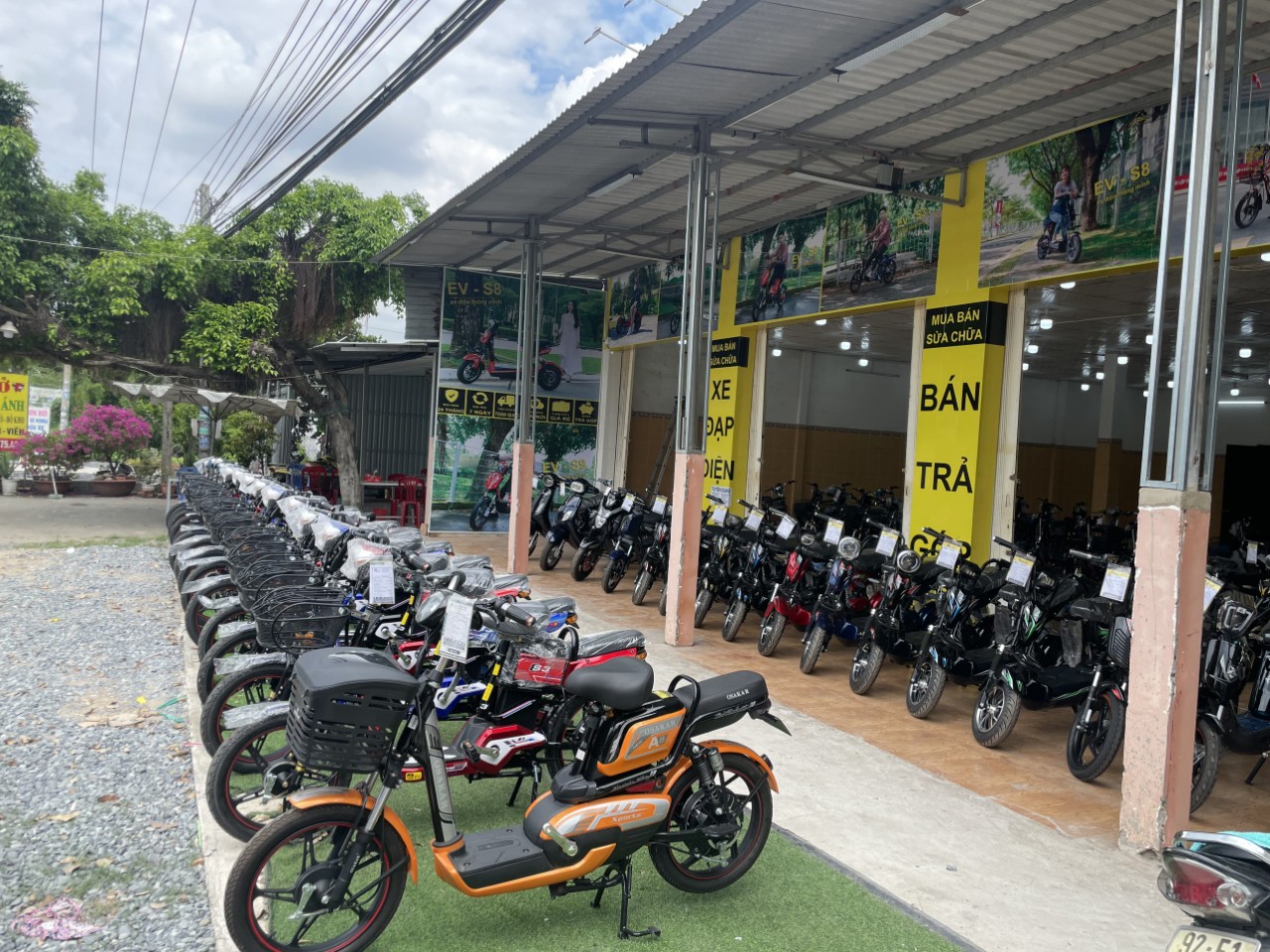 Cửa hàng sở hữu không gian rộng rãi, trưng bày hàng trăm chiếc xe đạp điện