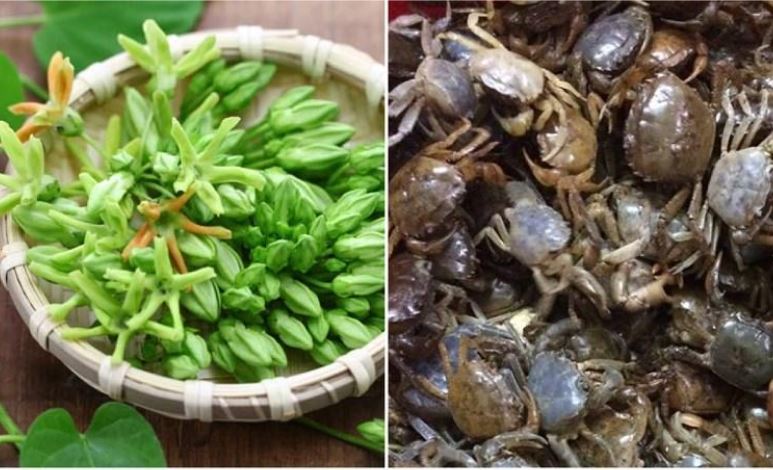 Nguyên liệu chuẩn bị cho món canh cua hoa thiên lý