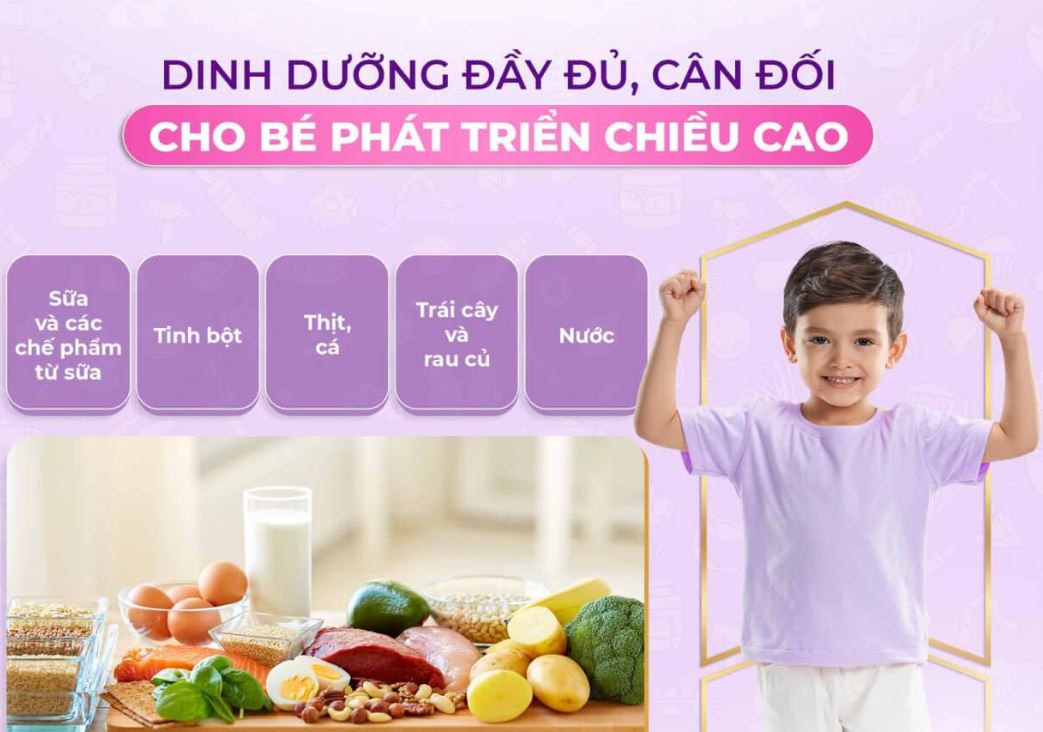 Dinh dưỡng đóng vai trò quan trọng trong việc phát triển chiều cao cho trẻ em