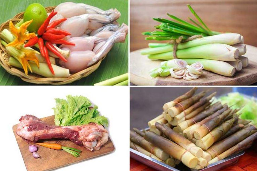 Nguyên liệu cần chuẩn bị sẵn cho món lẩu ếch măng cay
