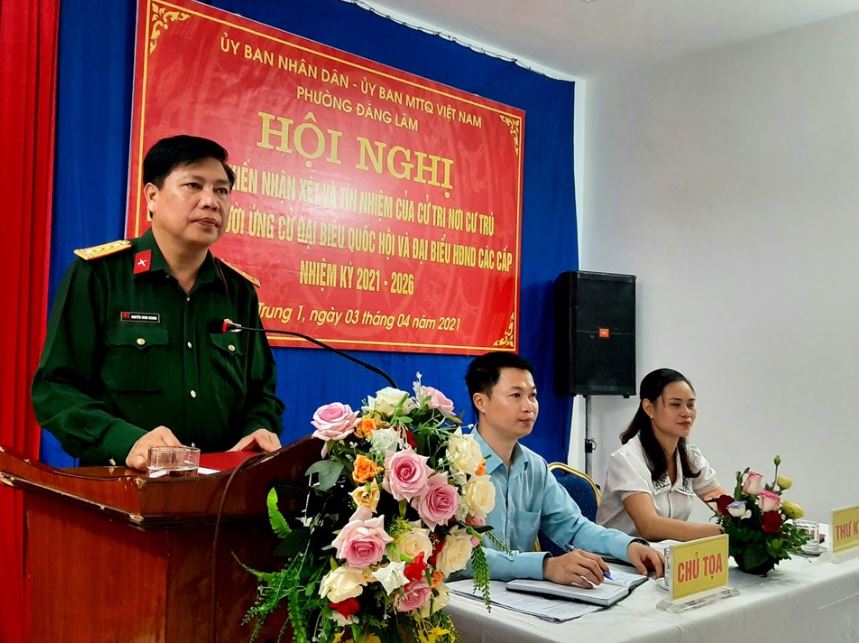 Sáng ngày 03/04, đại tá Nguyễn Minh Quang - Chỉ huy trưởng Bộ Chỉ huy Quân sự TP. Hải Phòng ứng cử ĐBQH khóa XV