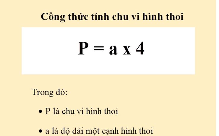 Công thức tính chu vi hình thoi đúng chuẩn