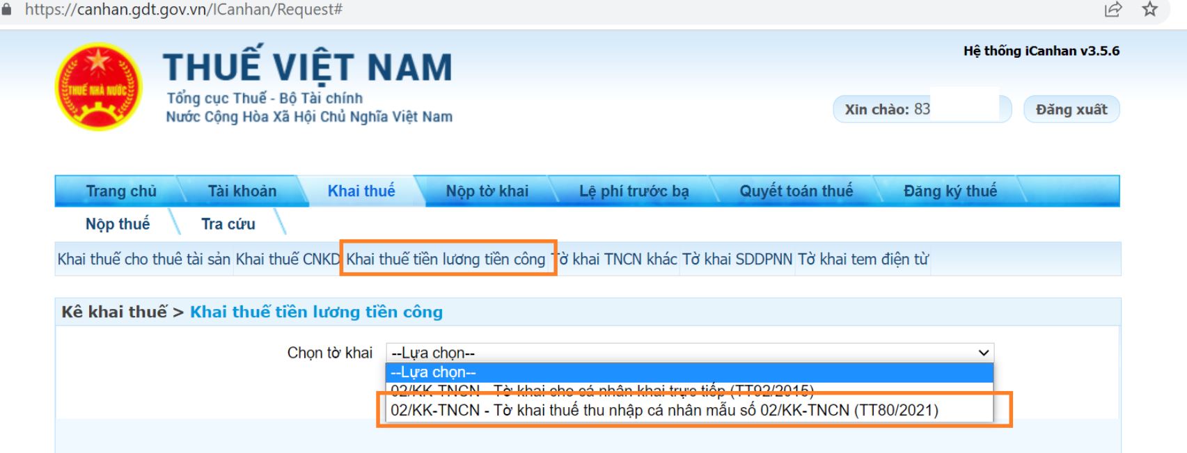 Cá nhân có thể kê khai tờ khai thuế TNCN trên Cổng Dịch vụ công Quốc gia